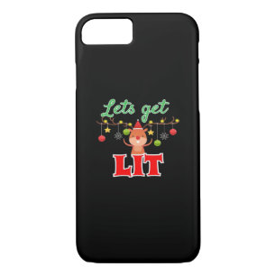 Let's Get Lit Christmas Reindeer Funny  iPhone 8/7 Case
