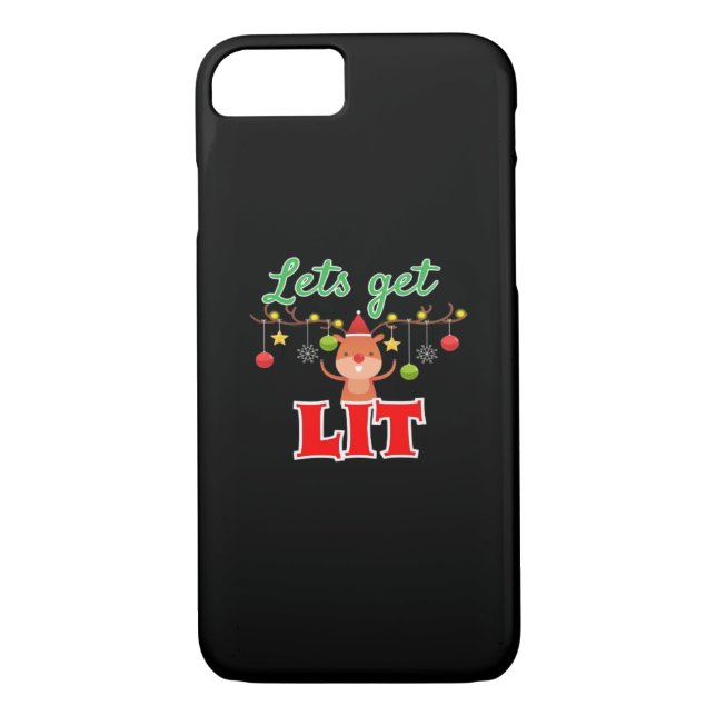 Let's Get Lit Christmas Reindeer Funny  Case-Mate iPhone Case (Back)