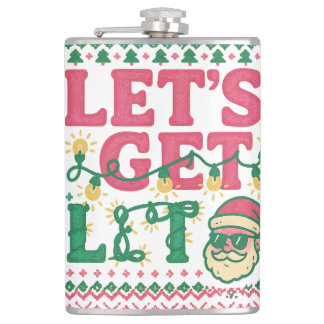 Let's Get Lit Christmas Shirt • Funny Ugly Sweater Hip Flask