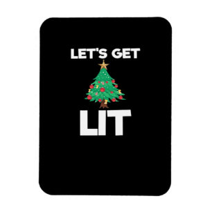 Let's Get Lit Christmas Tree Holiday Drinking Magnet