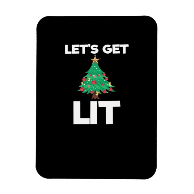 Let's Get Lit Christmas Tree Holiday Drinking Magnet (Vertical)