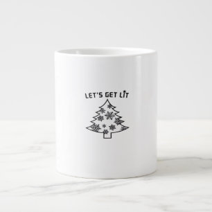 Let's Get Lit Christmas Tree Holiday Lights Essent Large Coffee Mug