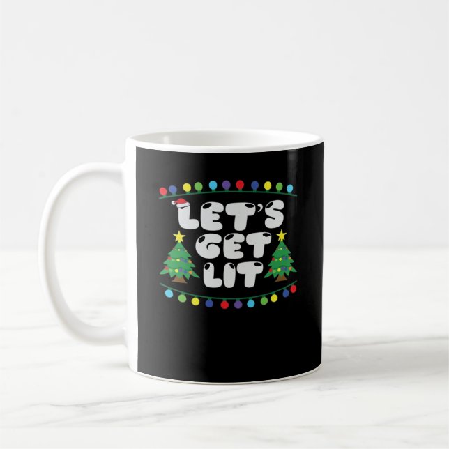 Let's Get Lit Christmas Tree Jingle Bells  Coffee Mug (Left)