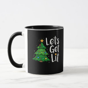 Let's Get Lit Christmas Tree Lights Funny Classic Mug