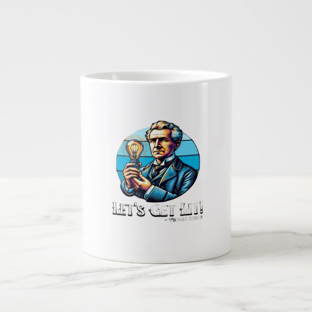 Let's Get Lit! Classic Cool Minimal Large Coffee Mug (Front)