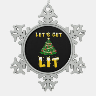 Let's Get Lit Classic Creative Unique Snowflake Pewter Christmas Ornament