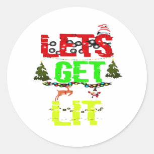 Let's Get Lit Classic Funny Retro Classic Round Sticker
