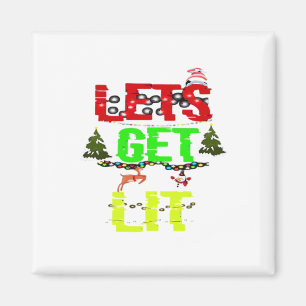 Let's Get Lit Classic Funny Retro Magnet