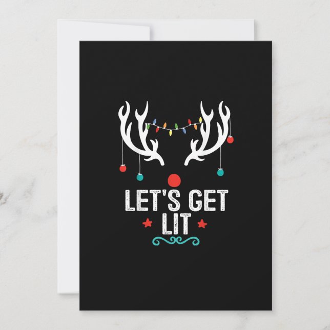 Let's Get Lit Cool Christmas Holiday Card (Front)