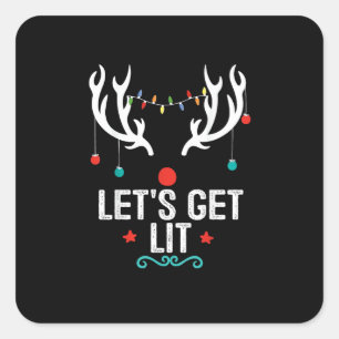 Let's Get Lit Cool Christmas Square Sticker