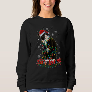 Let's Get Lit Cute Black Cat Christmas Tree Light Sweatshirt