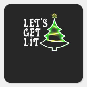 Let's Get Lit Design Adult Funny Christmas Essenti Square Sticker