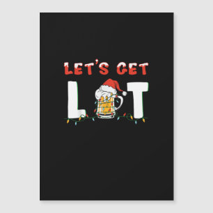 Let's Get Lit Drinking Beer Santa Hat Christmas Li