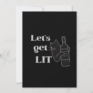 Let's Get Lit. Drinking Cat Classic Holiday Card