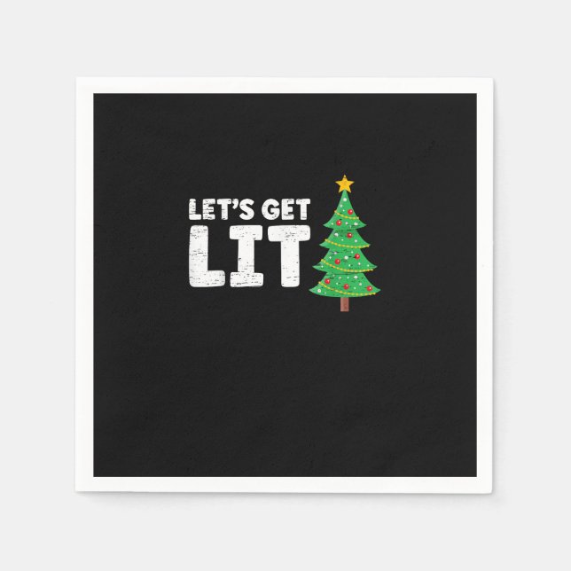 Let's Get Lit Drinking Christmas Napkin (Front)