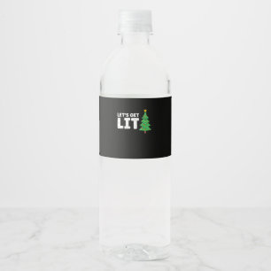 Let's Get Lit Drinking Christmas Water Bottle Label