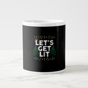Let's Get Lit Drinking Funny Christmas Gift Large Coffee Mug