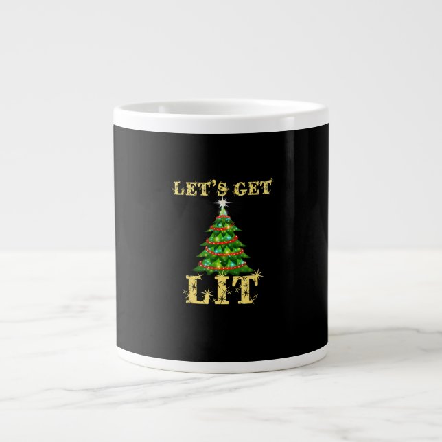 Let's Get Lit Drinking Funny Christmas Large Coffee Mug (Front)
