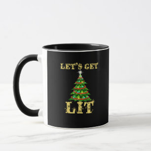Let's Get Lit Drinking Funny Christmas Mug