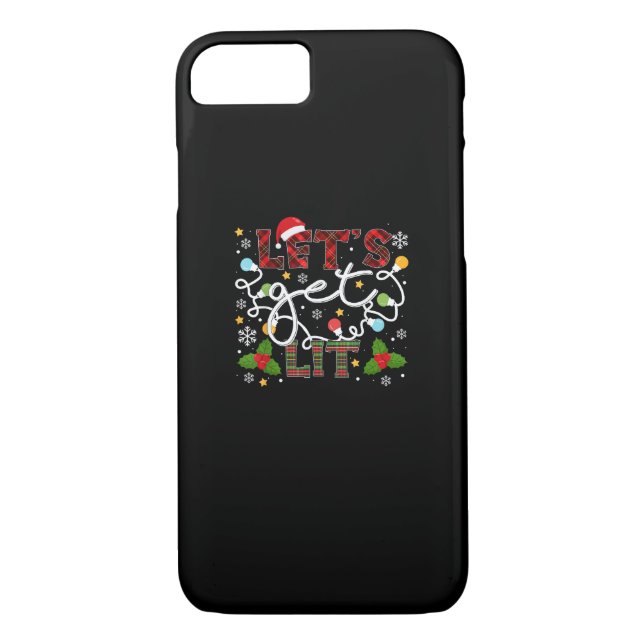 Let's Get Lit Drinking Santa Christmas Lights Case-Mate iPhone Case (Back)