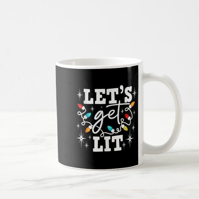 Let's Get Lit Drinking Santa Hat Christmas Lights  Coffee Mug (Right)