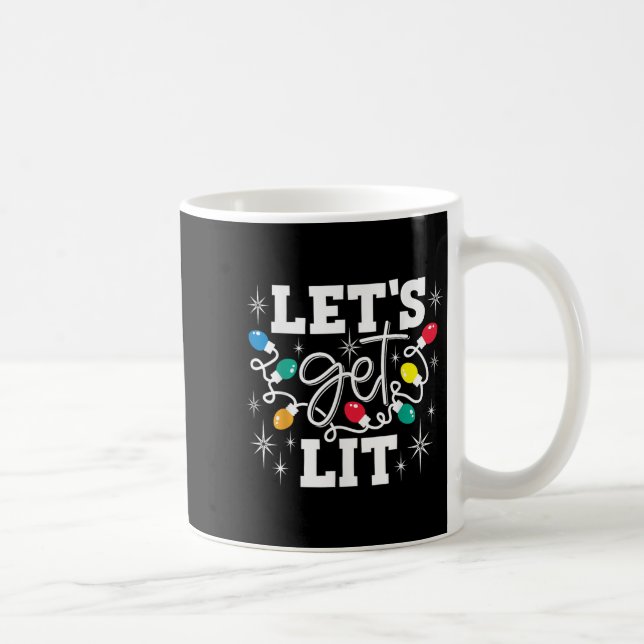 Let's Get Lit Drinking Santa Hat Christmas Lights  Coffee Mug (Right)