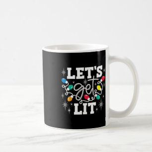 Let's Get Lit Drinking Santa Hat Christmas Lights Coffee Mug