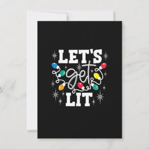 Let's Get Lit Drinking Santa Hat Christmas Lights  Invitation