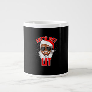 Let's Get Lit Drinking Santa Hat Christmas Lights  Large Coffee Mug