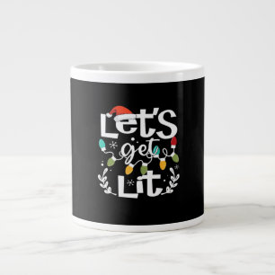 Let's Get Lit Drinking Santa Hat Christmas Lights  Large Coffee Mug