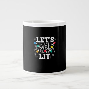 Let's Get Lit Drinking Santa Hat Christmas Lights  Large Coffee Mug