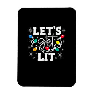 Let's Get Lit Drinking Santa Hat Christmas Lights Magnet