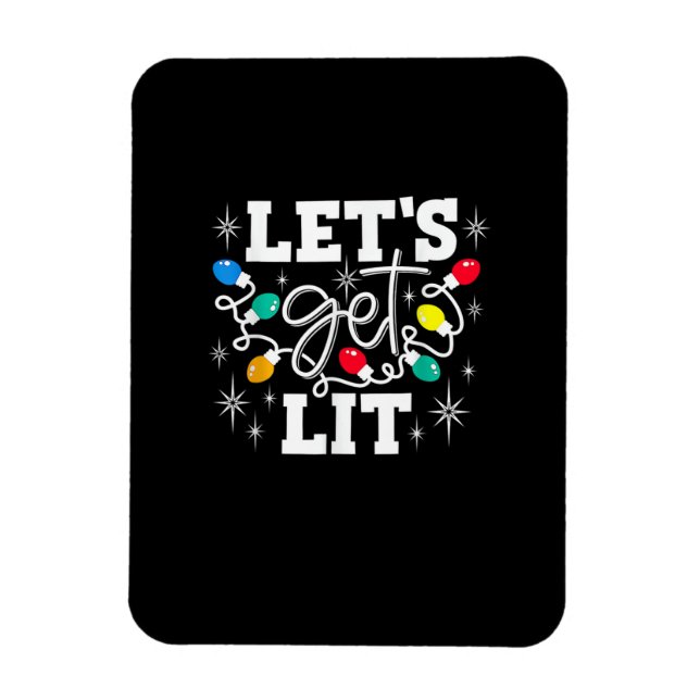 Let's Get Lit Drinking Santa Hat Christmas Lights  Magnet (Vertical)