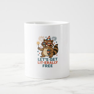 Let's Get Lit-erally Free Design - Fun Party Quote Large Coffee Mug