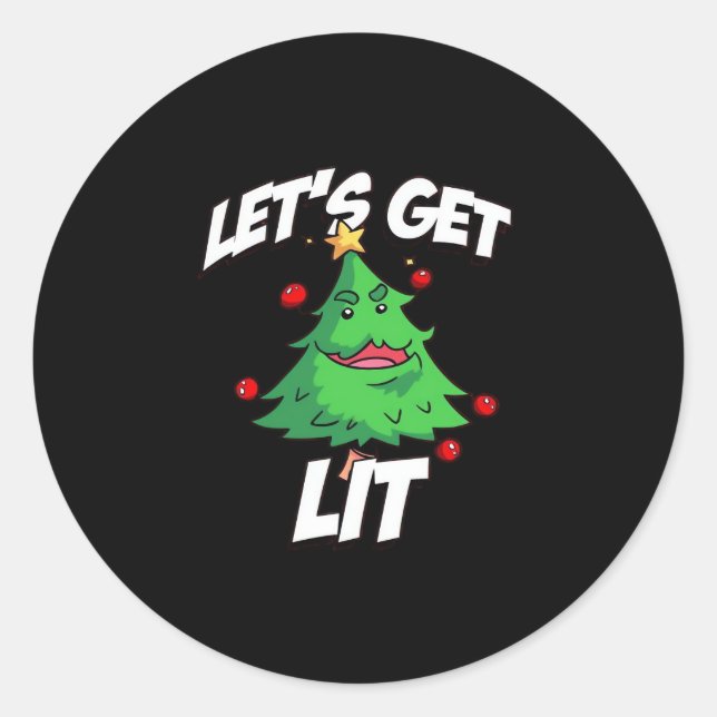 Let's Get Lit Essential Minimal Clean Classic Round Sticker (Front)