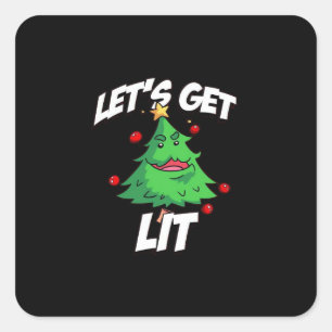 Let's Get Lit Essential Minimal Clean Square Sticker