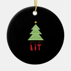 Let's Get Lit Essential Simple Graphic Ceramic Ornament