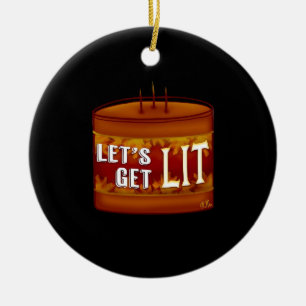 Let's Get Lit Fall Candle Classic Ceramic Ornament