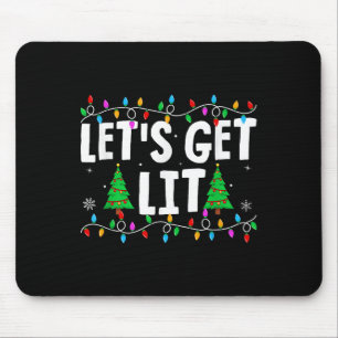 Let's Get Lit Family Matching Xmas Lights Christma Mouse Pad