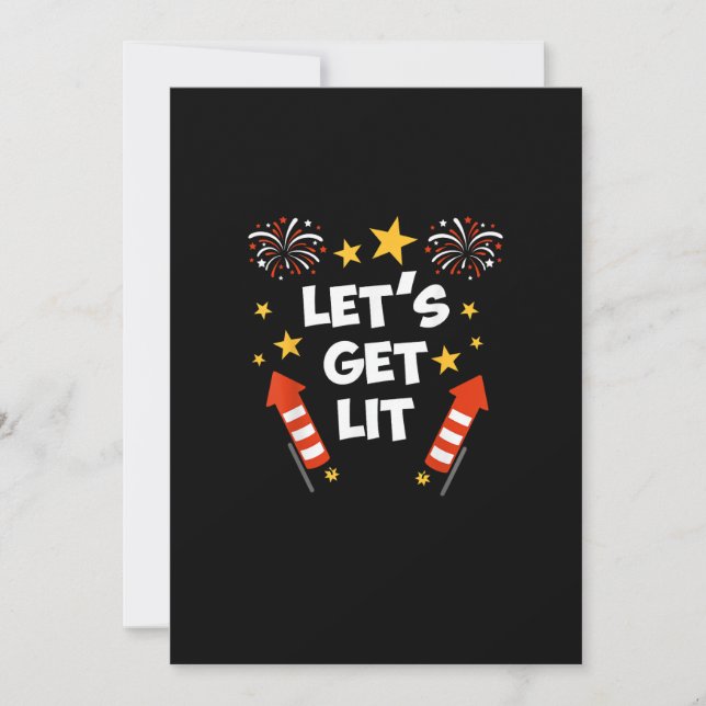 Let's Get Lit Fireworks English Teachers Get Lit Holiday Card (Front)