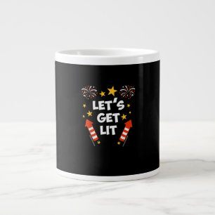 Let's Get Lit Fireworks English Teachers Get Lit Large Coffee Mug