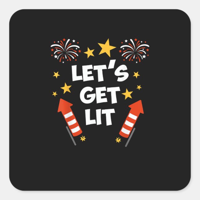 Let's Get Lit Fireworks English Teachers Get Lit Square Sticker (Front)