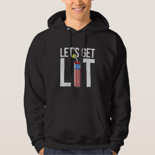 Lets Get Lit Fireworks Usa Flag July 4th Design Hoodie