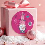 Let's Get Lit Fun Bright Gnome Christmas Lights Classic Round Sticker<br><div class="desc">Make a merry and bright statement with happy thoughts and a positive outlook this Christmas season with our fun, colourful and sparkling gnomes Christmas collection. Capture the joy of the season with a funny non-traditional Christmas twist. Our Bright cheery colours with neon pinks, bright teals, and fun faux glitter accents...</div>