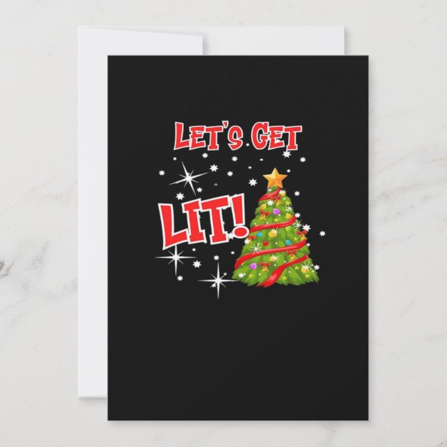 Let's Get Lit, Fun Idiom, Christmas Lights, Christ Holiday Card (Front)