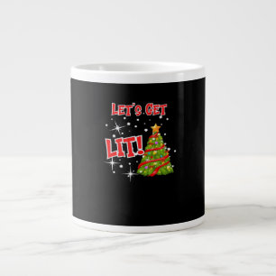 Let's Get Lit, Fun Idiom, Christmas Lights, Christ Large Coffee Mug