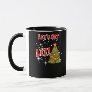 Let's Get Lit, Fun Idiom, Christmas Lights, Christ Mug