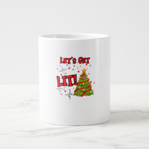 Let's Get Lit, Fun Idiom - Party Christmas  Large Coffee Mug