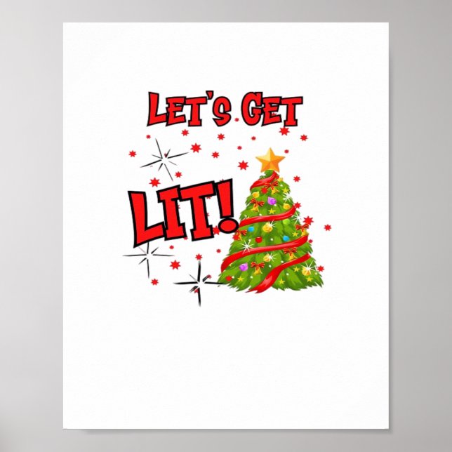 Let's Get Lit, Fun Idiom - Party Christmas  Poster (Front)