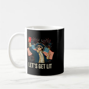 Let's Get Lit Funny 4th Of July Patriotic American Coffee Mug